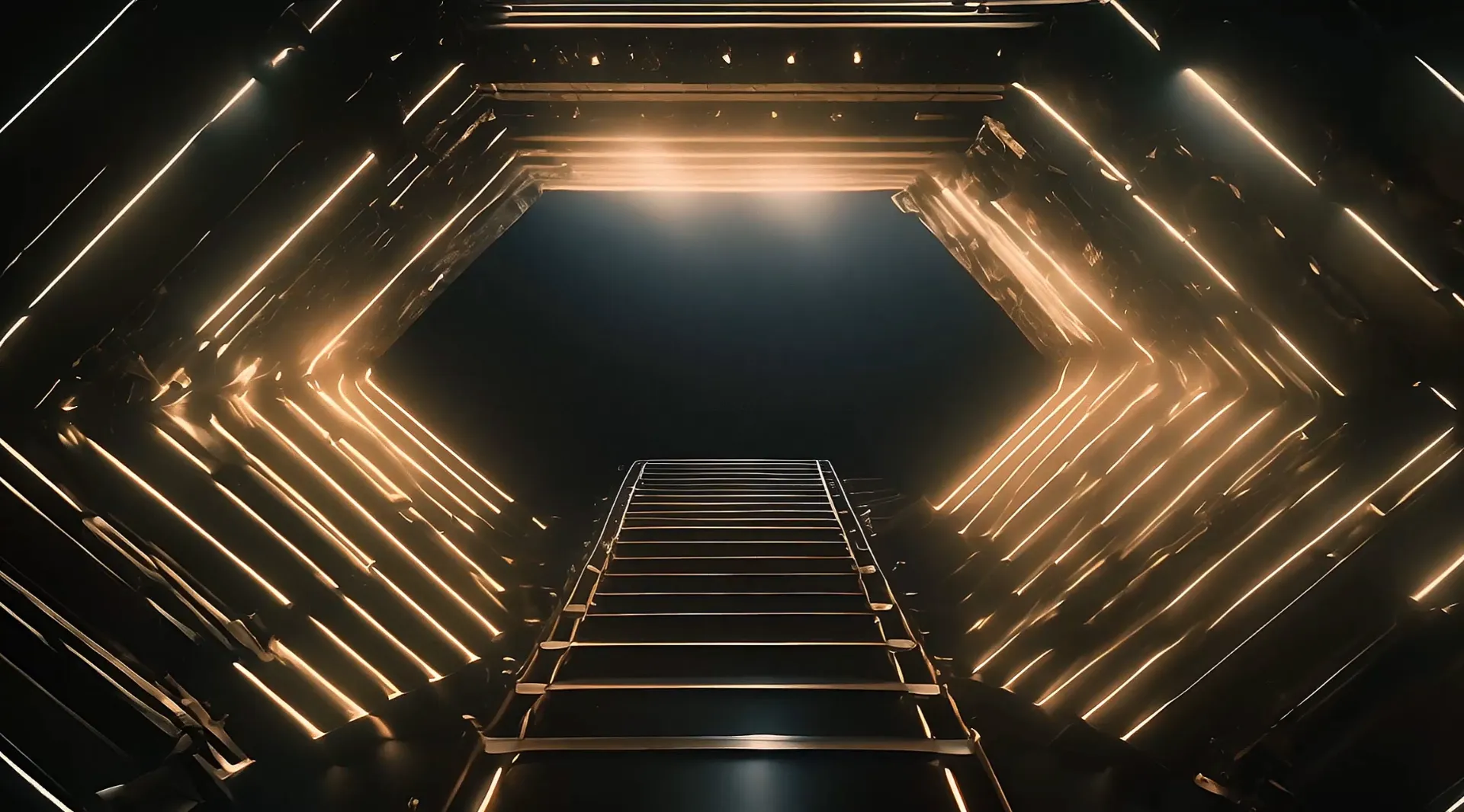 Glowing Neon Ladder in Dark Space High-Tech Video Backdrop